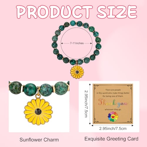 Aelciyue Teacher Appreciation Gifts for Women Thank You Birthday Xmas Valentines Day Gifts for Teachers Bracelets for Women - style: Sunflower 02