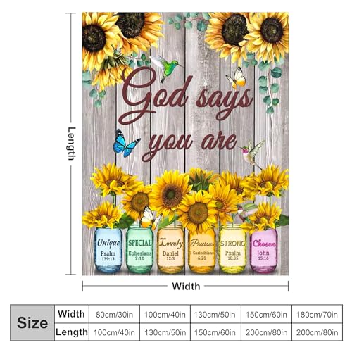 Christian Blanket with Inspirational Thoughts and Prayers Religious Bible Verse Throw Blanket Ultra Soft Warm Flannel Blankets for Women Men Gifts 50"X40" - color: God Says You Are, size: 50"x40"