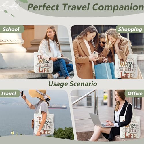 Tote Bag for Women,Shoulder Bag for Work Beach Travel and Shopping Grocery Jesus FBD - color: The Way the Truth the Life