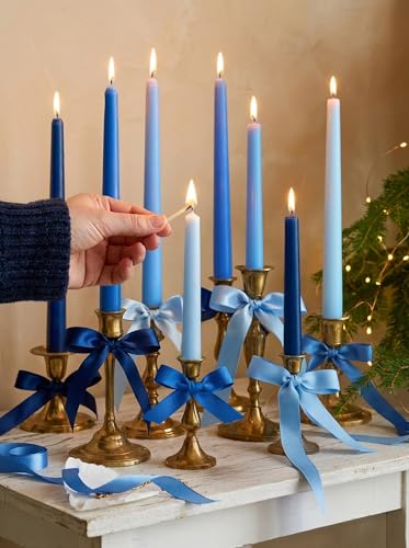 10" Classic Taper Candles, Blue Shades, 4-Pack, 7-8 Hours Long Burning, Unscented Tall Candlesticks - color: Blue Shades, size: 4PK