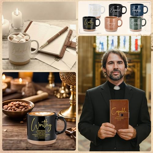 Potchen 18 Pcs Christian Church Gift 13oz Coffee Mug Journal Pen, Neutral - color: Neutral Brown, size: Bible