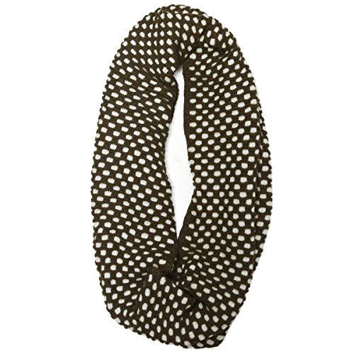Wrapables Thick Knitted Winter Warm Infinity Scarf - color: Brown/White