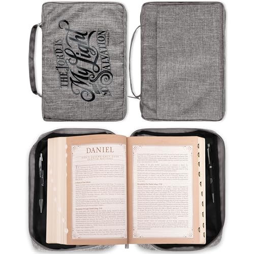 Christian Art Gifts Gray Polyester Bible Cover: Lord is My Light Bible Verse