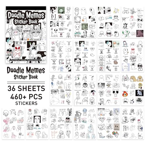PRSTINCOL Meme Sticker Book, 36 Sheets 460+ Pcs, Black and White Funny Meme Stickers for Adults and Teens, Die Cut Vinyl Stickers for Journaling Scrapbooking DIY - color: Meme