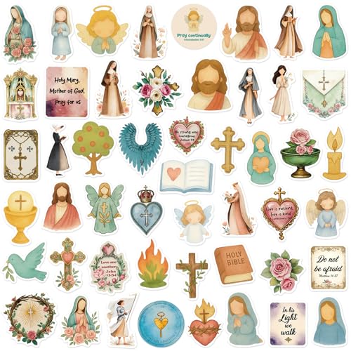 Fancy Land Catholicism Stickers 50Pcs Religious Sticker for Kids Adults