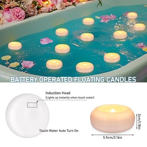 50 Pack 2 Inch Flameless LED Floating Candles, Battery Operated White Tealights with Realistic Flickering Flame, Waterproof for Cylinder Vases, Wedding Centerpieces, Pool, Party & Holiday Decor - color: 50-White