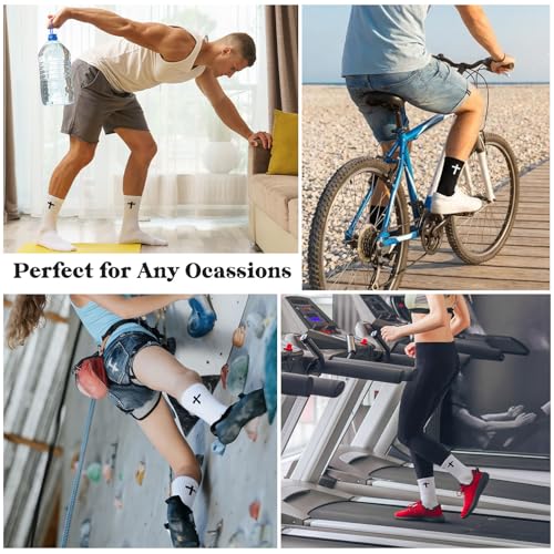 Christian Cross Socks for Men Women Jesus Prayer Sock, 6/9 Pairs - color: White+black