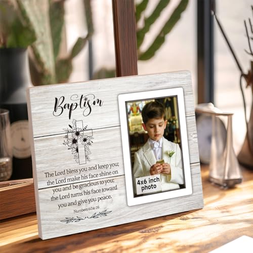 Baptism Gift Picture Frame, Baby Baptism Frame For Boys, Baptism Photo Frame For Godson, Christening Gifts For Boys, Personalized Photo Frame, for 4x6 Photo