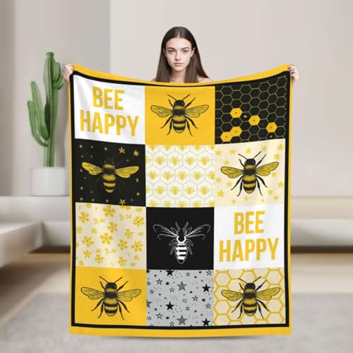 Bee Soft Cozy Blanket Bees Throw Blanket Super Plush Warm Stuff Lightweight Fleece Flannel Blankets Gifts for Women Girls Kids Adults 60"x50" - color: Bee, size: 60"x50"