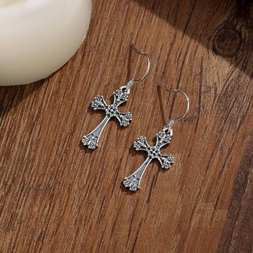 Vito Moonstone Turquoise Drop Earrings for Women, 925 Sterling Silver Hooks - style: Cross