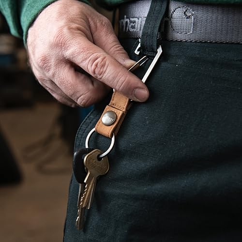 Carhartt Unisex Adult Durable Metal Key Keeper, Belt Loop Key Ring Holder with Self-Locking Metal Gate Clip for Car/Home Keys - color: Nylon Duck (Gravel)