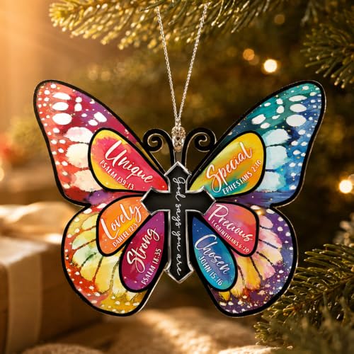 Christian Gifts for Women, God Says You are Ornament, Religious Gifts for Women, Butterfly Inspirational Gifts for Friends Mom Sister Girl Coworker, Jesus Christmas Decorations, Birthday Gift for Mom - color: God Say 1