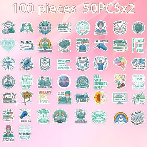 100 Pcs Surgical Tech Stickers Surgical Technologist Gifts - style: Surgical Tech
