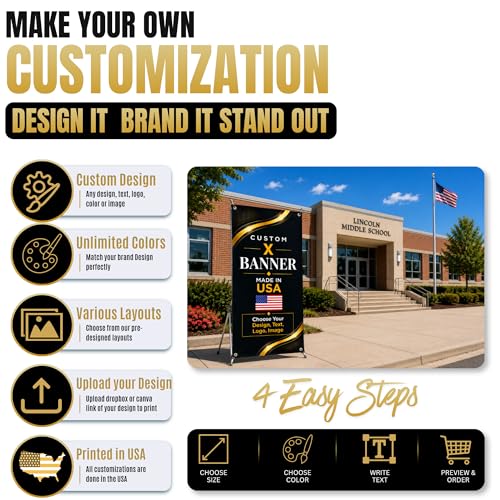 custom x stand banner 30x65" custom banners personalized Printed in USA - color: X Stand Banner