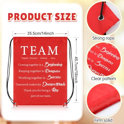 Bulyoou 24 Pcs Team Appreciation Drawstring Backpack Employee Appreciation Gift Drawstring Bags Large String Bag for Staff Coworker Teacher Team Building - style: Team Appreciation