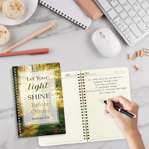 Xqumoi 2Pack A5 Natural Scenery Religious Spiral Notebooks - Bible Verses Notebooks, Ruled Lined Journal, Writing Notebooks, Inspirational Christian Christmas Gift, Sunday School Supplies - style: F-Forest Lavender