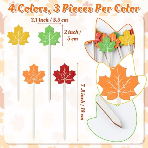 TICIAGA Fall Maple Leaf Floral Wooden Pick - 7 in Rustic Autumn Flower Pick - color: Maple Leaf