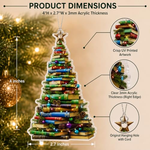 Book Ornament, Book Ornaments for Christmas Tree, Christmas Ornaments 2026, Unique Book Lover Gift, Reading Decor for Tree, Literary Holiday Decoration, Gift for Readers, Teachers, Librarians - color: Book Tree Ornament