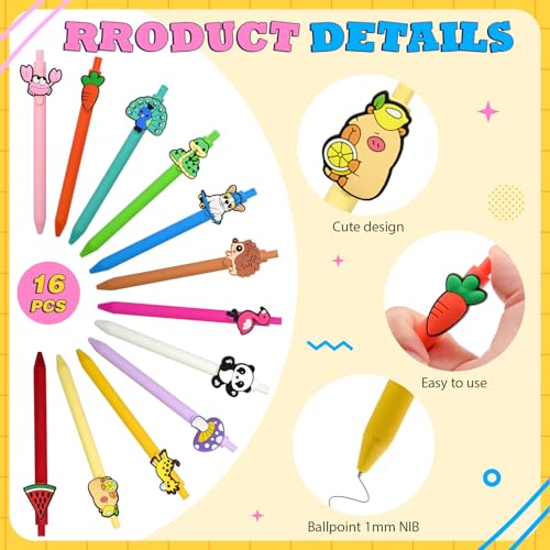30Pcs Cute Pens Bulk, Fun Kawaii Ballpoint Black Ink Pens for Birthdays Party Favors Gifts Teacher Supplies - color: Cute-30P