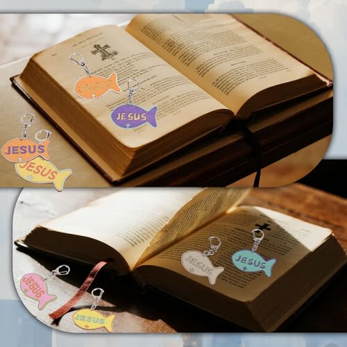 24pcs DIY Jesus Fish Keychains, Wooden Christian Faith Keychain Colorful Religious Keyring Craft Kit for Kids Sunday School Activities Bible School Art Project Party Supplies