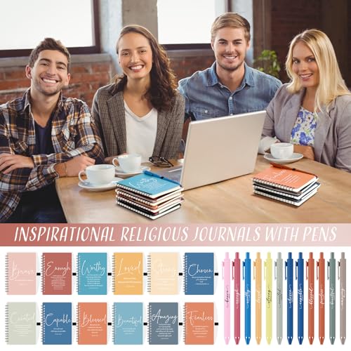 Kosiz 12 Sets Christian Gifts Bulk Prayer Journals Pens, Bright Color - color: Bright Color