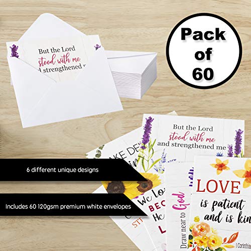 Bargain Paradise 24 Christian Greeting Cards - Inspirational Greeting Cards -Motivational Bible Verse - 24 Scripture Cards with 24 Envelopes, 4 x 6 Inch (Pack of 3) - size: 4 x 6 inches (Pack of 3)