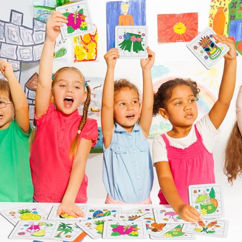 Cinrobiye 24 Pcs Hawaiian Luau Coloring Puzzle Craft Kit for Kids, DIY Aloha Tropical Jigsaw Puzzles Bulk with 12 Designs, Summer Beach Party Favors, Classroom Crafts, Birthday Rewards - color: Hawaii