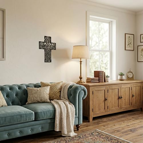 LPRVCH Metal Cross Wall Decor, Christian Wall Art, Rustic Farmhouse Cross