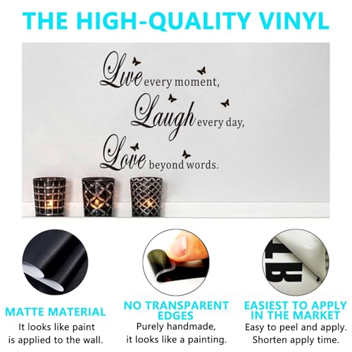 Inspirational Family Wall Stickers for Bedroom: Home Quotes Motivational Vinyl Art Wall Decals for Living Room Kitchen Apartment Bathroom - Live Every Moment 18" X 15" - color: Live Every Moment, size: Small