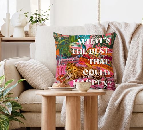 Voatok Leopard Cheetah Inspirational Pillow Covers 18x18, Retro Preppy Maximalist Motivational Cheetah Decorative Throw Pillow Covers Pillowcases Decorations for Home Bedroom Sofa Bed Couch Decor - color: Cheetah-1