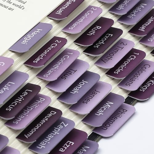 Mr. Pen- Laminated Bible Tabs, 75 pcs, Easy-to-Read & Apply - color: Ethereal Amethyst