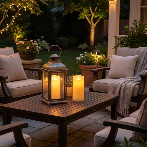 Solar Candles Outdoor Waterproof, Flameless LED Pillars Candles, Set of 2 - size: 3.25" × 8" (2-Pack)