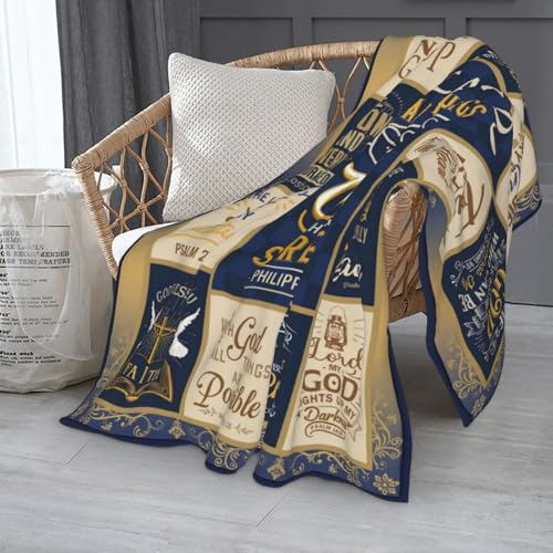 Christian Bible Verse Gift Blanket 60"x50" Spiritual Gift for Men - color: Blue-christian