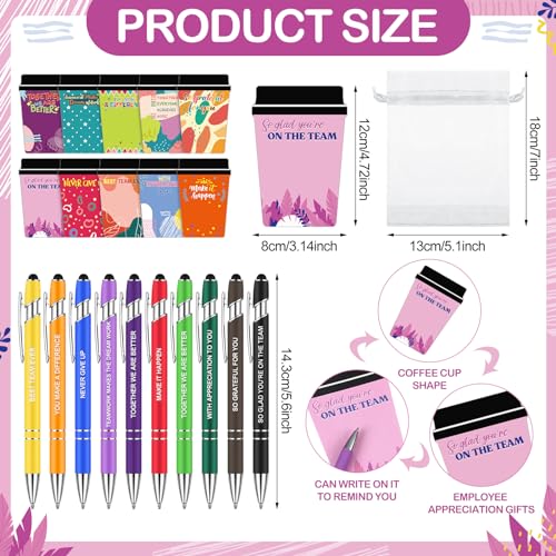 Kosiz 30 Set/90 Pcs Employee Coffee Cup Notepad with Pen, Xmas Sticky Notes - style: Employee