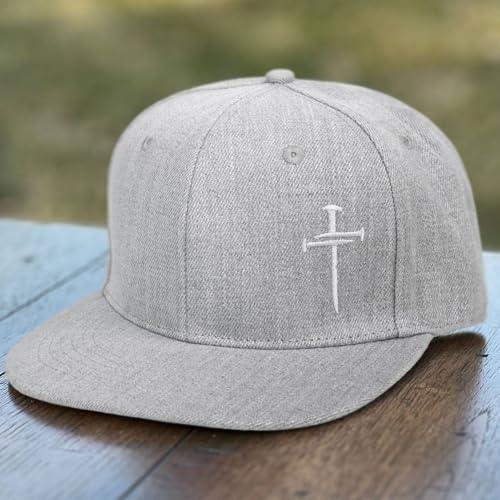 Christian Hats for Men Women - Cross Faith Flat Snapcback Hats - Religious Gifts for Thanksgiving Christmas - color: Grey/Cross White