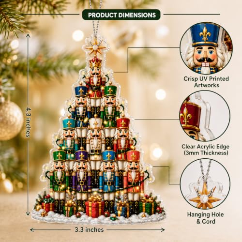 Nutcracker Christmas Ornament 2026 for Christmas Tree, Featuring Holiday Characters with Classic Nutcracker Details and Festive Charm, Perfect as Home Decor or a Gift for Women, Friends and Family - color: Nutcracker Christmas Tree