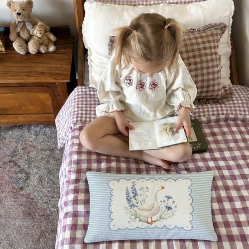 Blue Goose Nursery Decor Throw Pillow Cover 12x20 Pillowcases - color: 03- Goose-blue(12x20)