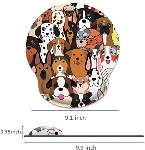 Britimes Ergonomic Mouse Pad with Wrist Support, Dogs Doodle - color: Colorful Doodle Dogs