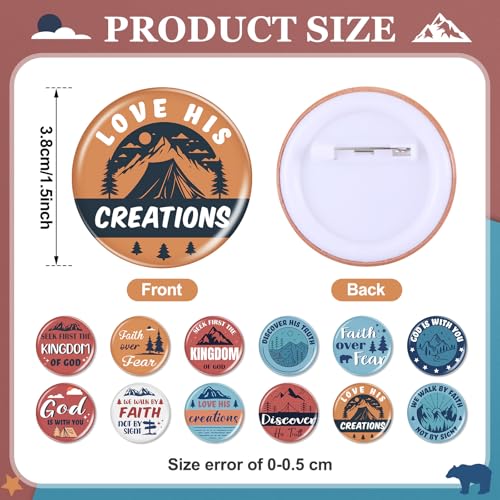 Giegxin 48 Pcs Christian Pins Bulk Mini Faith Adventure Buttons Religious Jesus Bible Buttons Inspirational Rewards Book Lover Gifts for Backpacks Birthday Vbs Party Favor