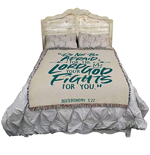 Pure Country Weavers The Lord Fights for You Blanket - Scriptures -Deuteronomy 3:22 - Religious Gift Tapestry Throw Woven from Cotton - Made in the USA (72x54) - color: Deuteronomy 3:22, size: 72" x 54"