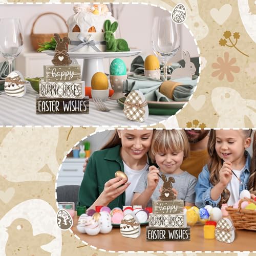 Britimes Tiered Tray Decor Set, 4 Pack, Wooden Table Sign, Easter Bunny Egg - color: Easter Bunny Egg