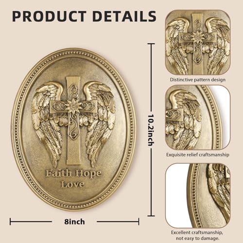 YHSOLAR Angel Wings Cross Wall Decor Vintage Morning Star Faith Hope Love - color: Cross with Wings