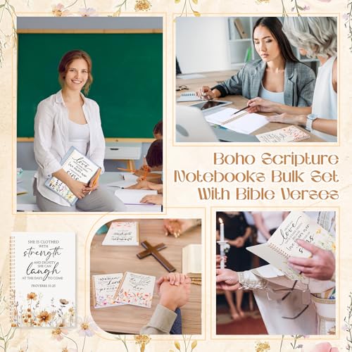Supervitae 12 Pack Christian Journals Notebooks Gifts for Women,Flowers - style: Flowers