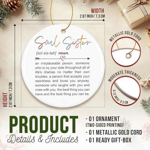 ZAGKOO Soul Sister Christmas Ornament 2025 - Soul Sister Gifts for Women, Best Friend Christmas Ornament, Friendship Gift for Bestie, BFF, Close Friend - Xmas Decoration Ceramic Ornaments 2025 - color: Friends 2025