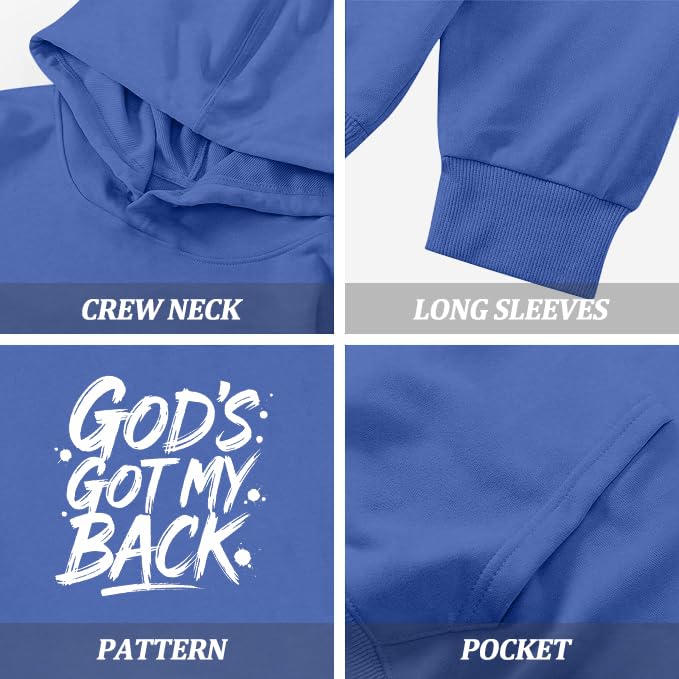 Boys Christian Inspirational Faith Graphic Pullover Hoodie - color: Blue, size: 7-8 Years