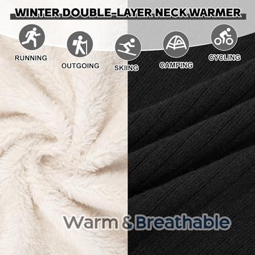 Chalier Infinity Scarf Neck Warmer, Fleece Lined Winter Scarves - color: C-dark