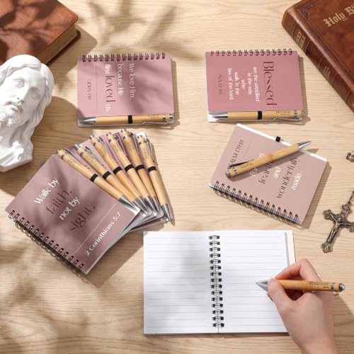 Eaasty 10 Sets Christian Gifts Bulk Bible Notebook with Pen, Morandi Pink - color: Morandi Pink