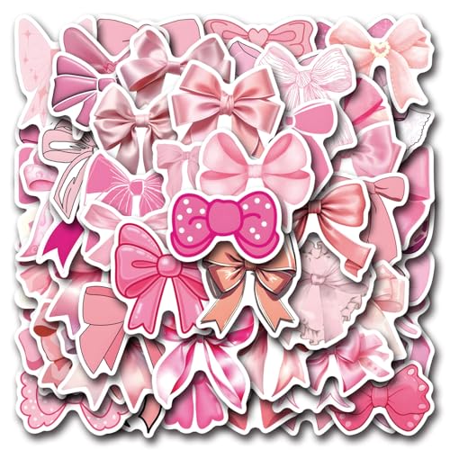 110pcs Pink Bow Sticker Pack.Cute Aesthetic Waterproof Decals for Water Bottles Notebook Laptop Scrapbook,Coquette Stickers for Girls Womens Adults Gifts - color: 110 - Pink Bows
