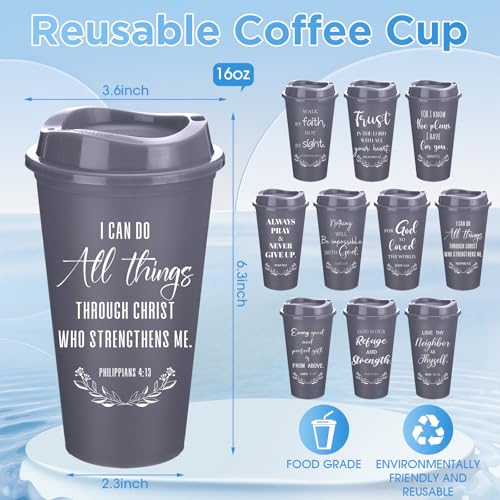 Skylety 20 Pack Christian Gifts Bulk 16oz Bible Verse Tumbler with Lids - color: Gray