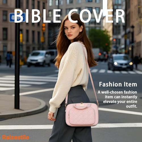 Bible Cover for Women Bible Case, Large Bible Bag, Bible Study Supplies Bible Journaling Kit Book Carrying Case with Bible Highlighters Tabs, Valentines Day Christian Gifts for Women (Pink) - color: Pink
